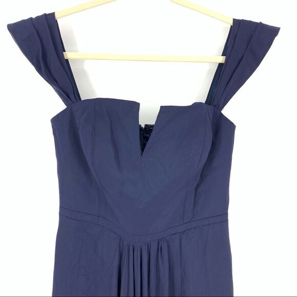 Aqua Off The Shoulder Chiffon Maxi Gown High Slit Full Skirt Size 2 NWT - Picture 5 of 12